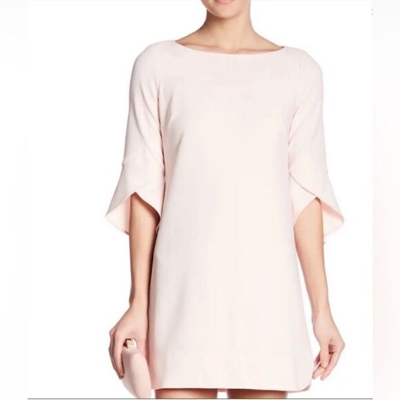 Vince Camuto blush tulip sleeve shift midi. Crew neckline. Lined. Size 14. - Picture 1 of 6